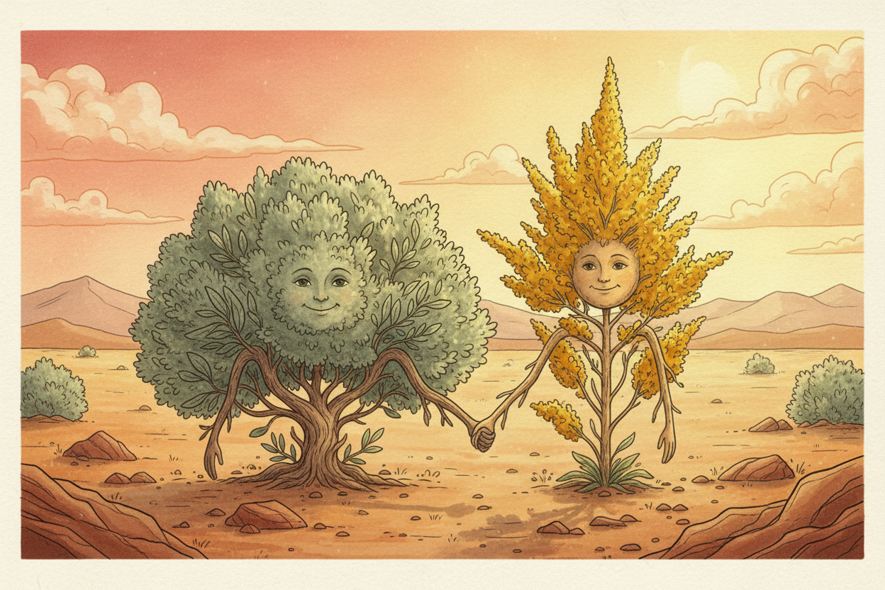 Sagebrush and Rabbitbrush holding hands