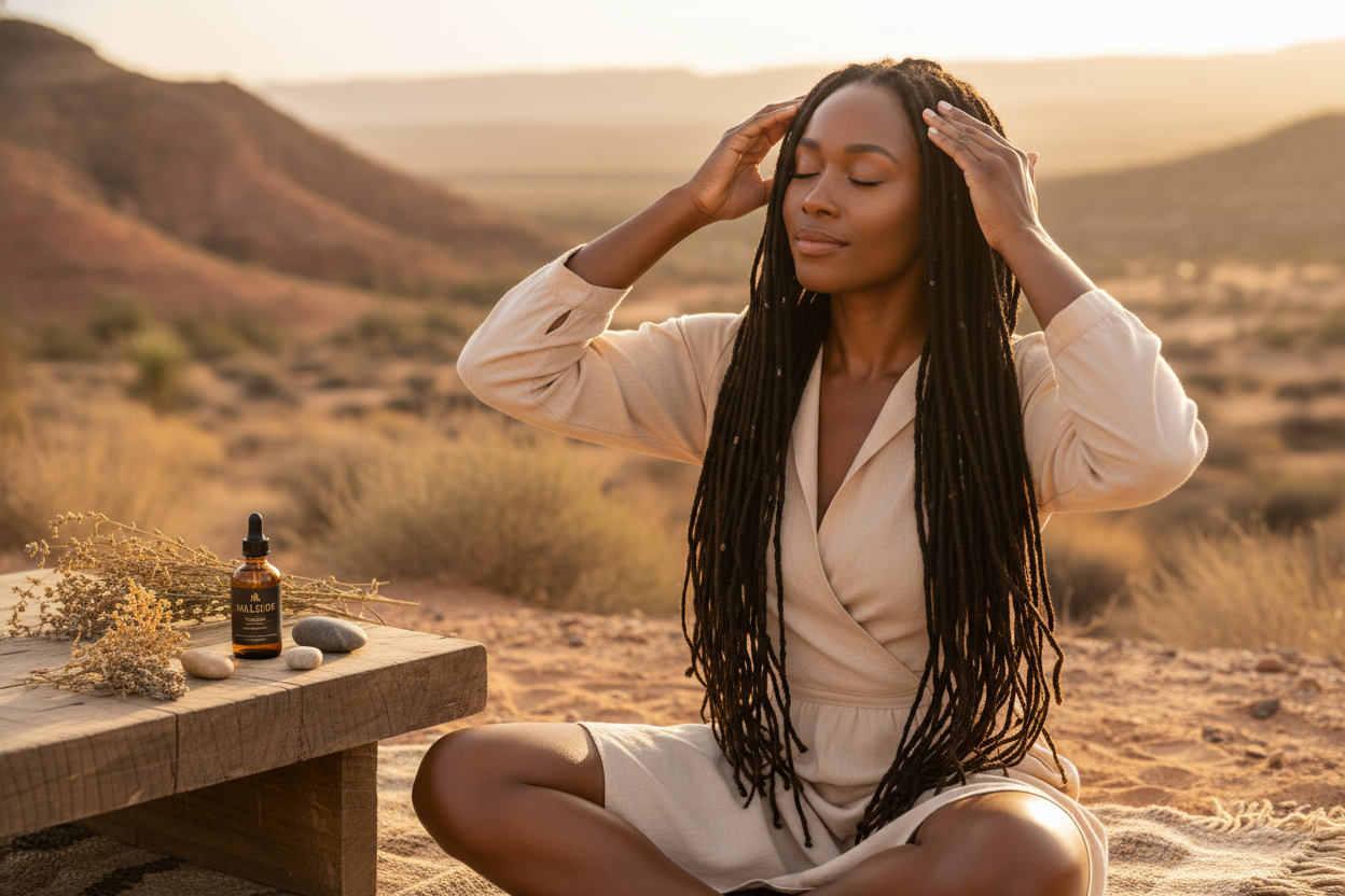 Woman applying oil to scalp