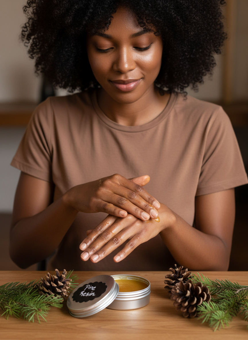 Woman applying Pine Resin
